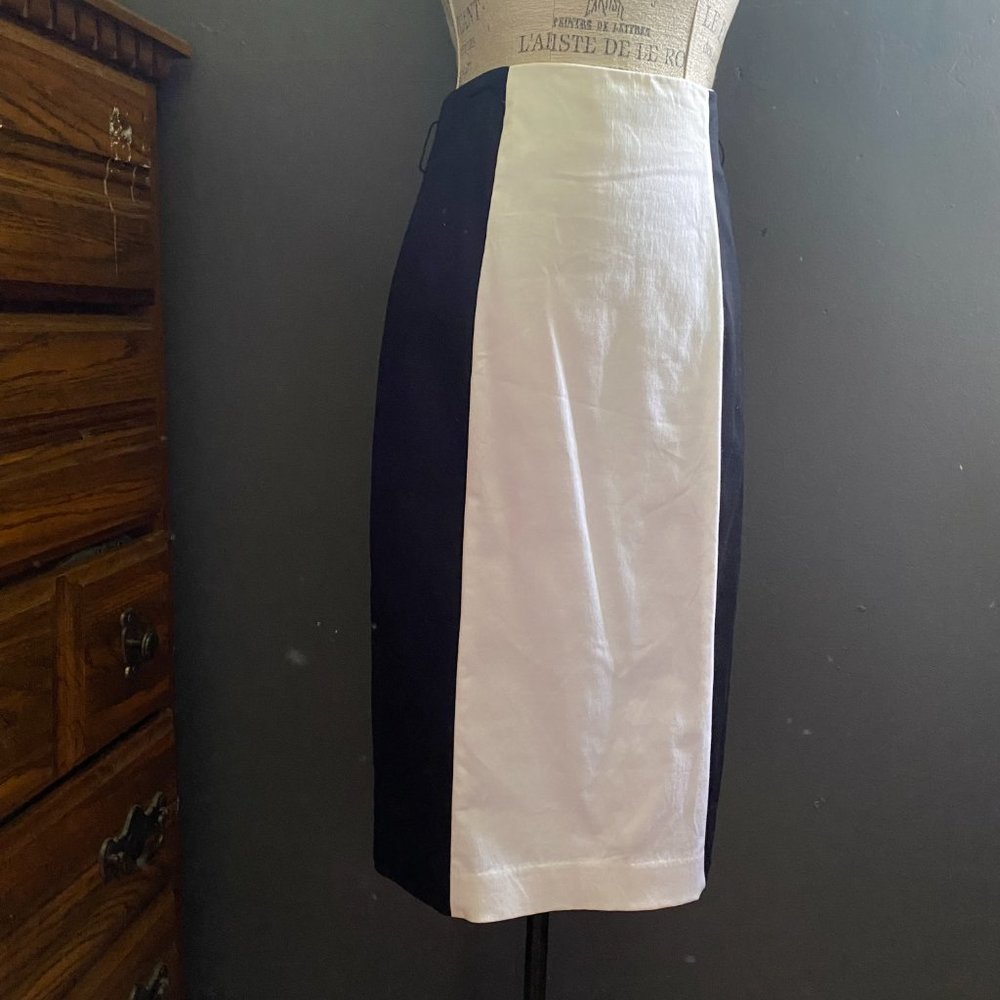 Worthington black and white colorblock stripe pencil skirt sz 8 (SK5)